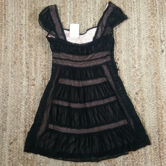 Free People Alicia Lace Black Mini Dress Size 2 - Picture 6 of 12